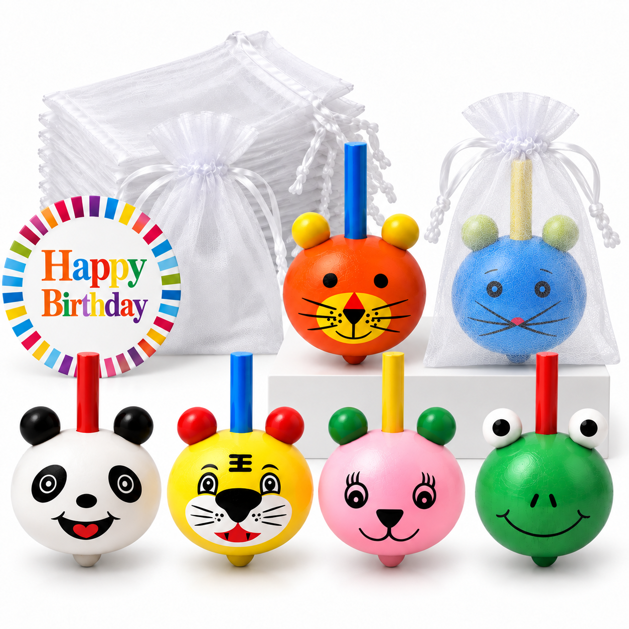 30 Peonzas de Madera para Niños